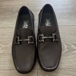 Salvatore Ferragamo Dark Brown Leather Loafers